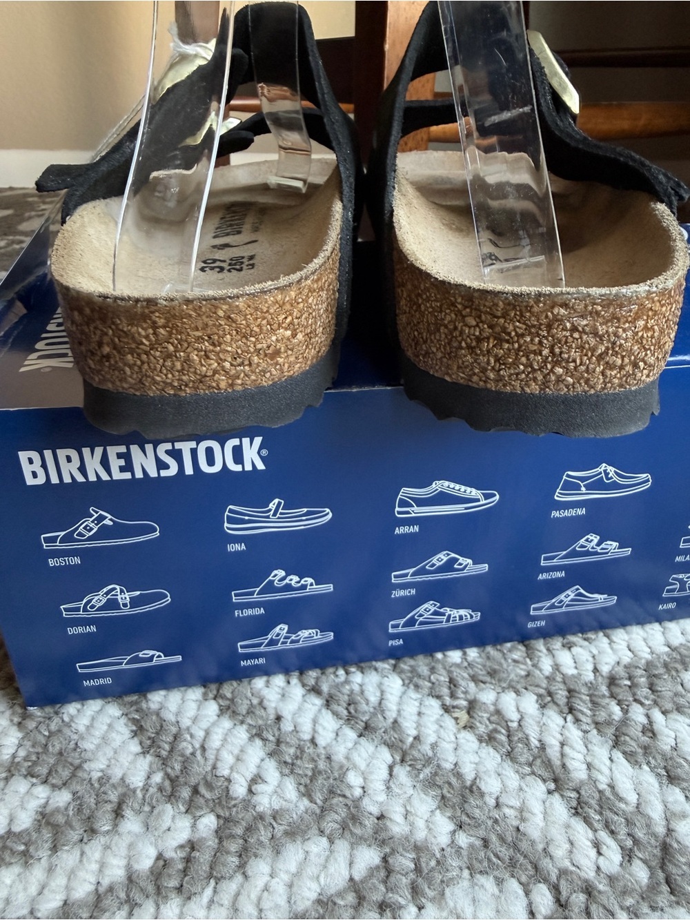 NEW Birkenstock Brand Black Simmer Suede ArizonaTwo-Strap Sandals women’s Sz 39 - Picture 9 of 15